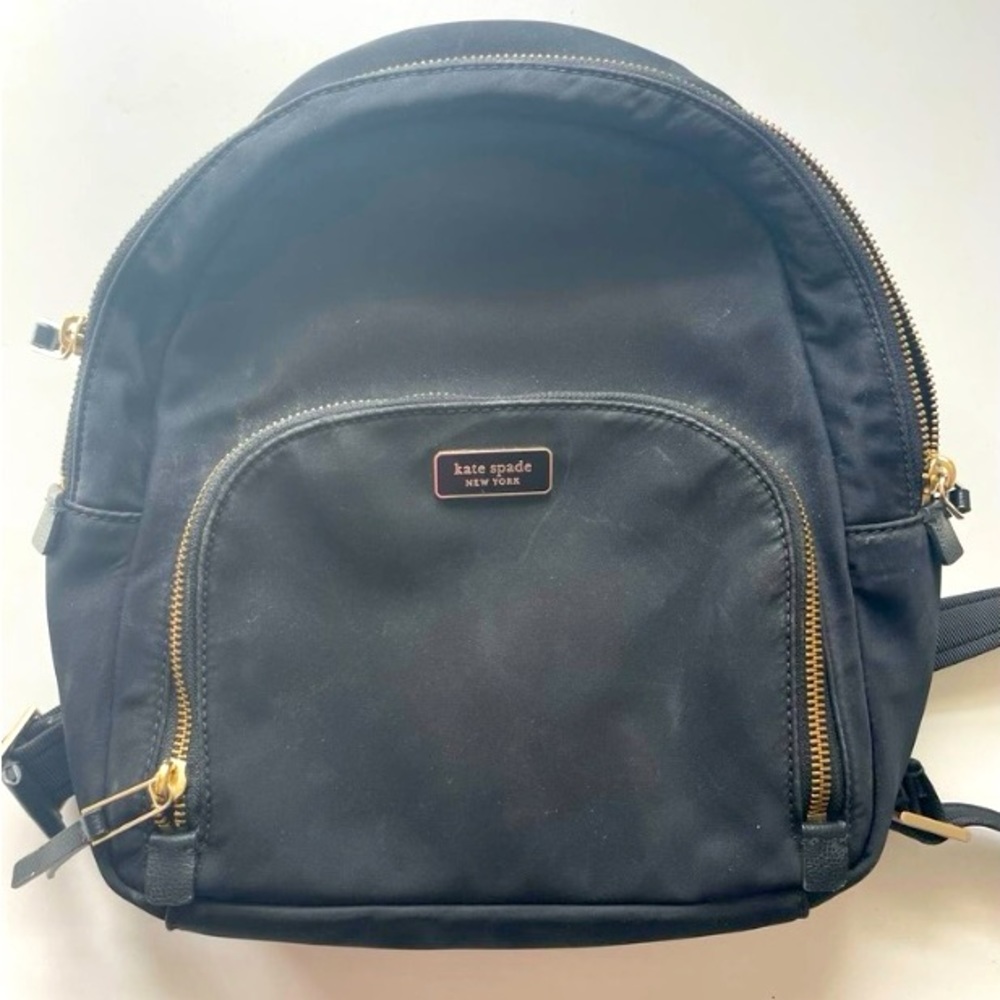 EUC Kate Spade Large Black Nylon Backpack Bag Super Clean Interior